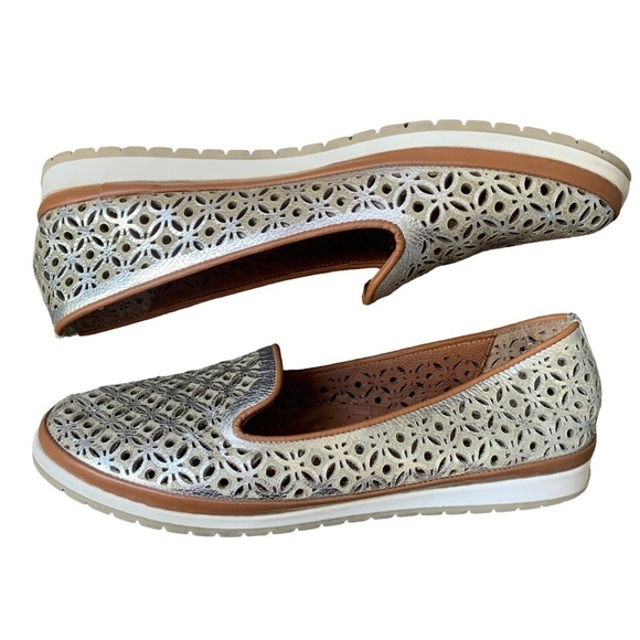 Spring Step Tulisa Metallic Silver Slip On Laser Cut Loafer Women's EU 39 US 8.5 - Picture 8 of 15